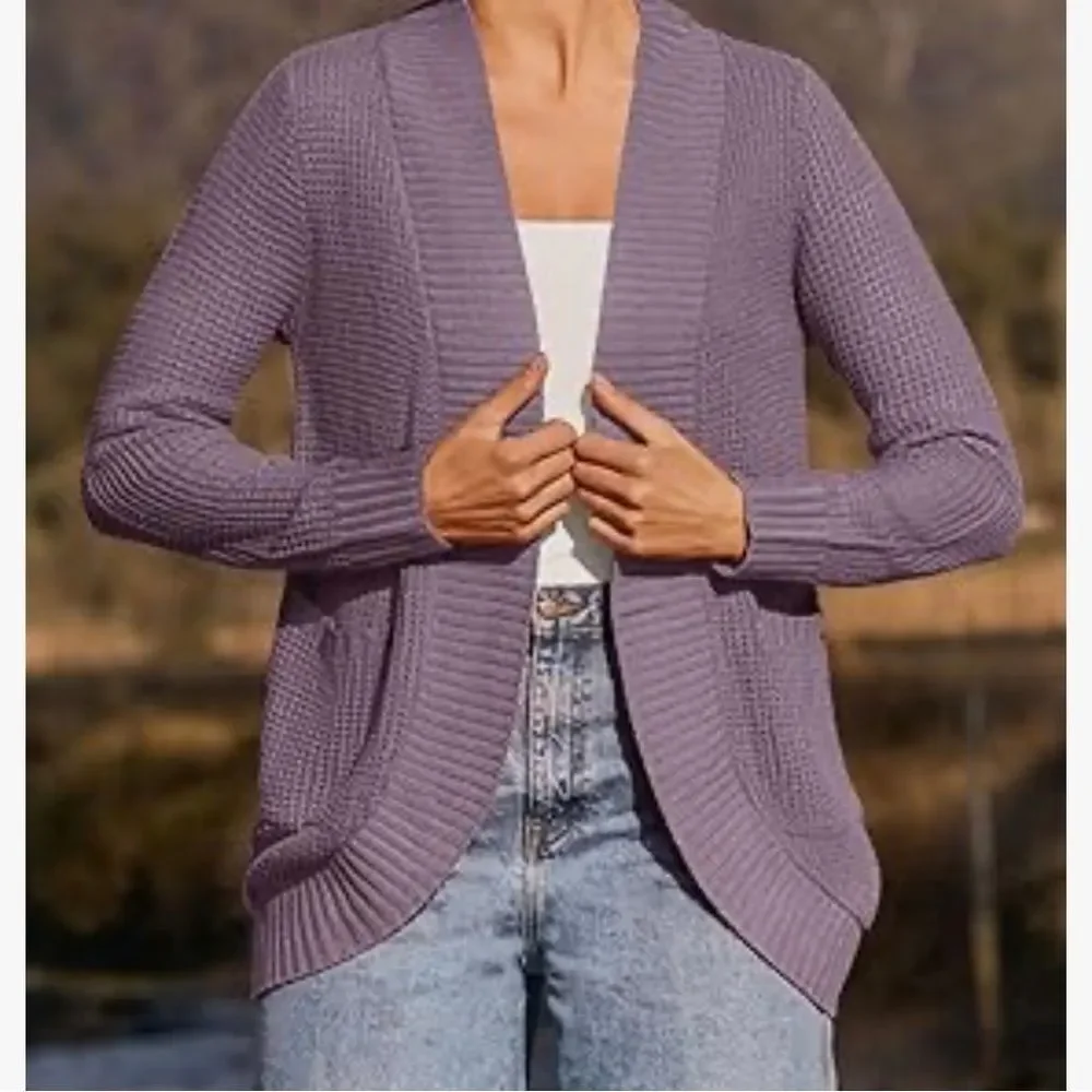 ZESICA Women's 2024 Fall Winter Long Sleeve Open Front Casual Lightweight Soft